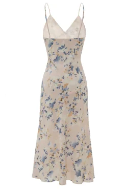 Vestido de verão de impressão de flor roxa branca