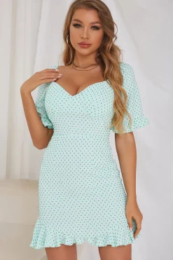 Vestido de verão verde claro de Polka Dots