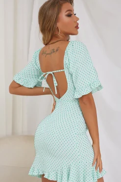 Vestido de verão verde claro de Polka Dots