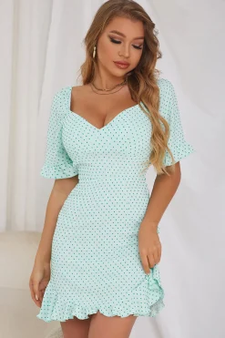 Vestido de verão verde claro de Polka Dots