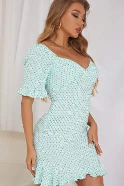 Vestido de verão verde claro de Polka Dots
