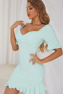 Vestido de verão verde claro de Polka Dots