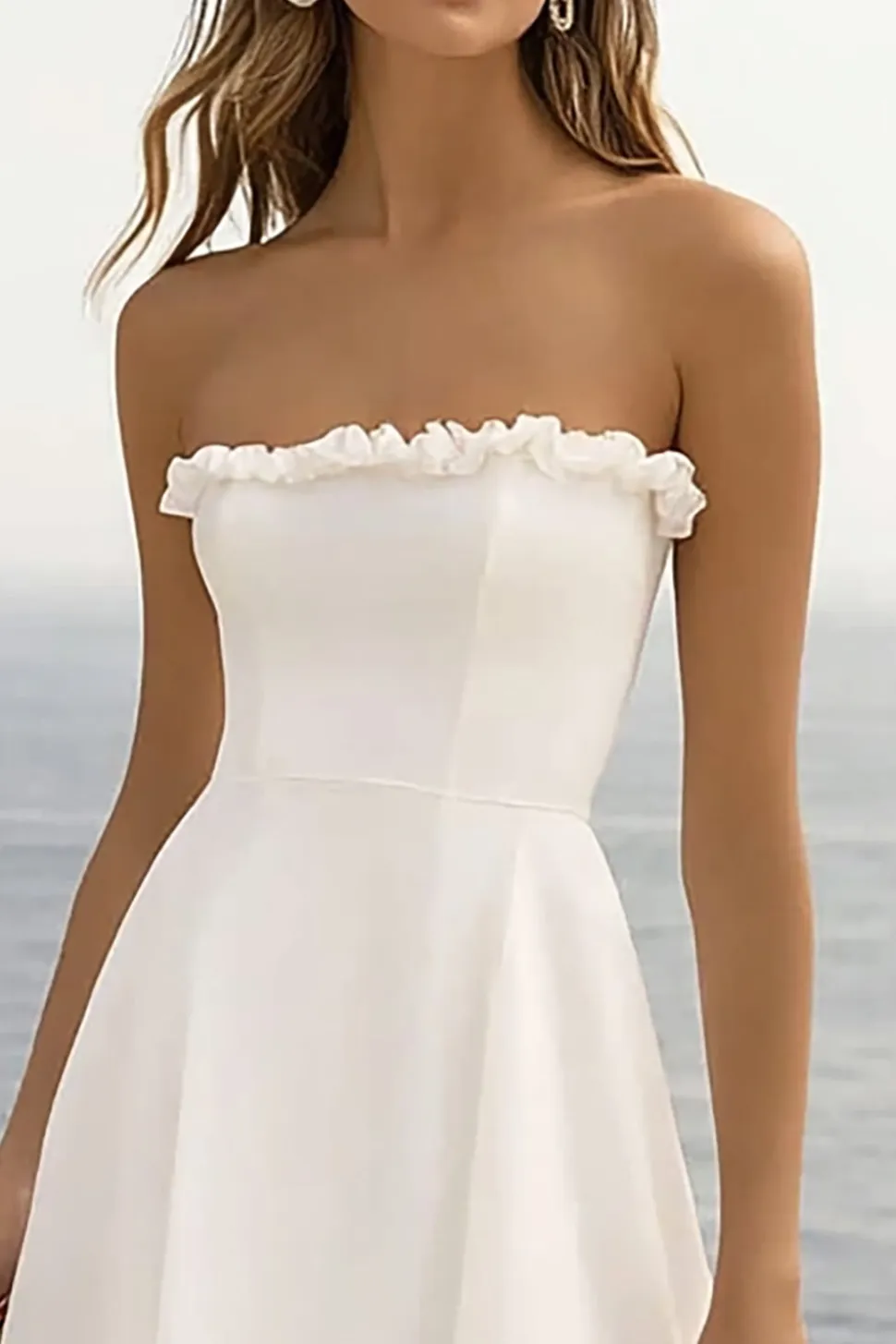 Vestido Direto Linha-A Assimétrico Longos Vestidos de Noiva