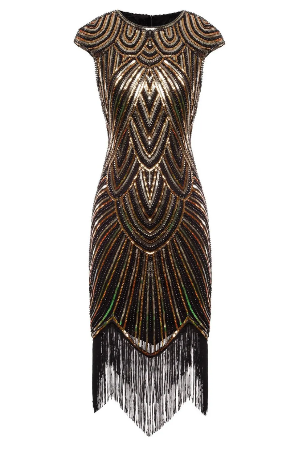 Vestido dos anos 1920 da franja do brilho de Gatsby do ouro