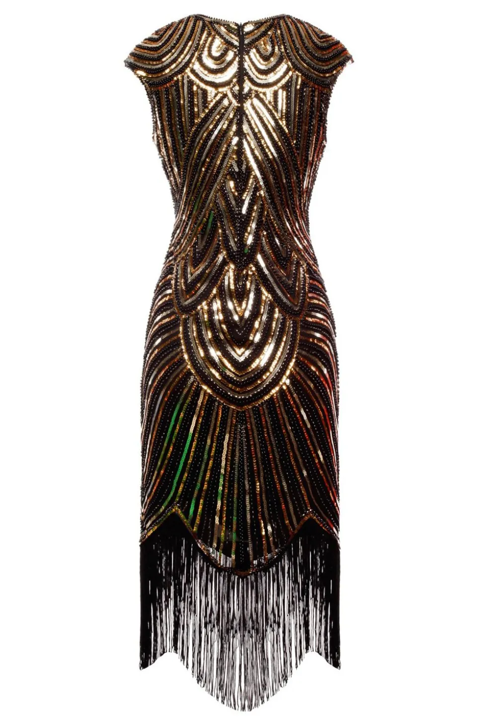 Vestido dos anos 1920 da franja do brilho de Gatsby do ouro