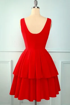Vestido em camadas vermelho