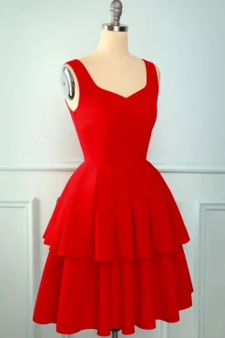 Vestido em camadas vermelho