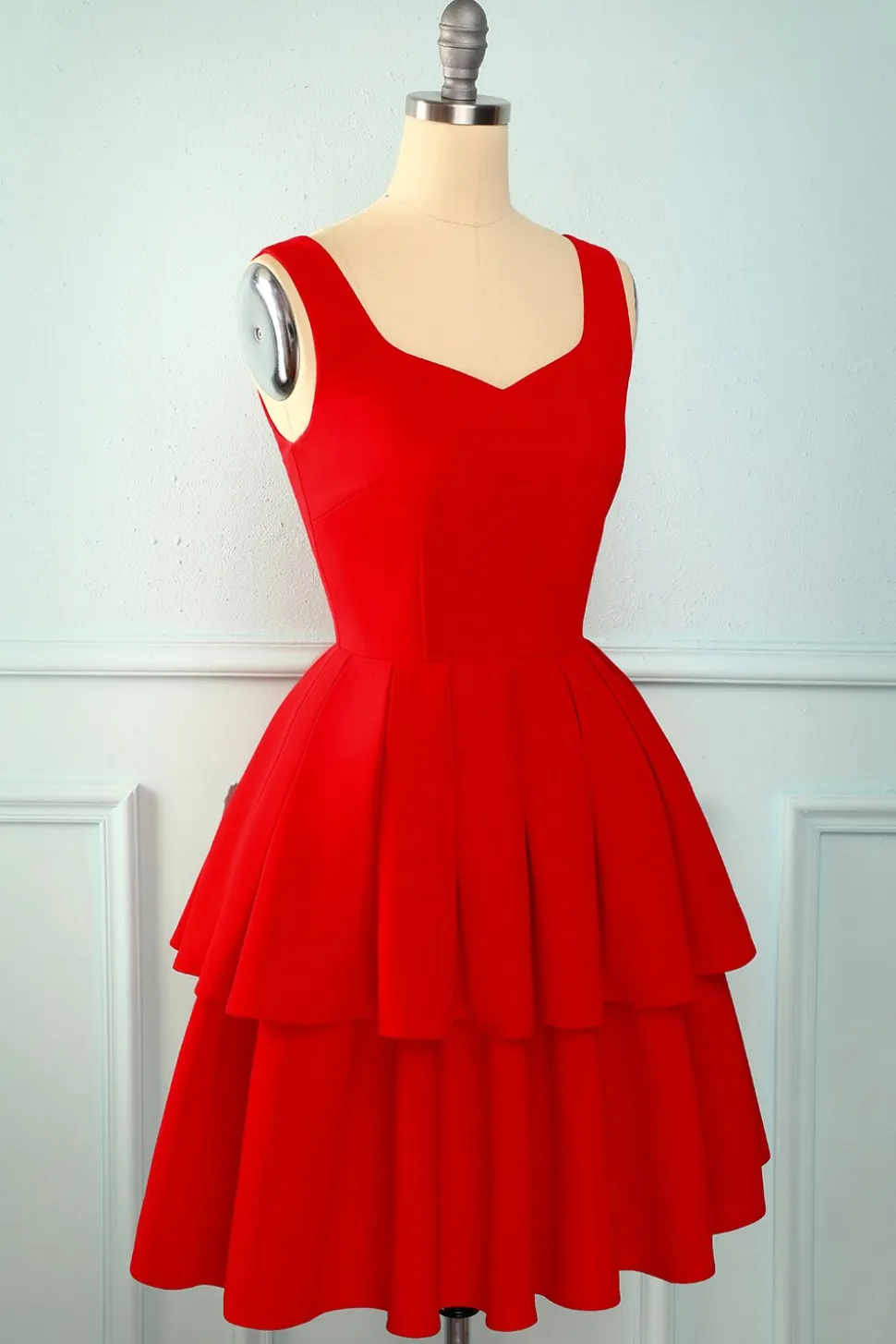 Vestido em camadas vermelho