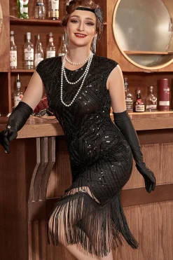 Vestido flapper Gatsby Glitter Fringe 1920