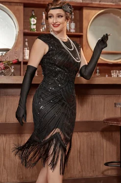 Vestido flapper Gatsby Glitter Fringe 1920