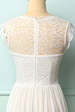Vestido formal de renda branca