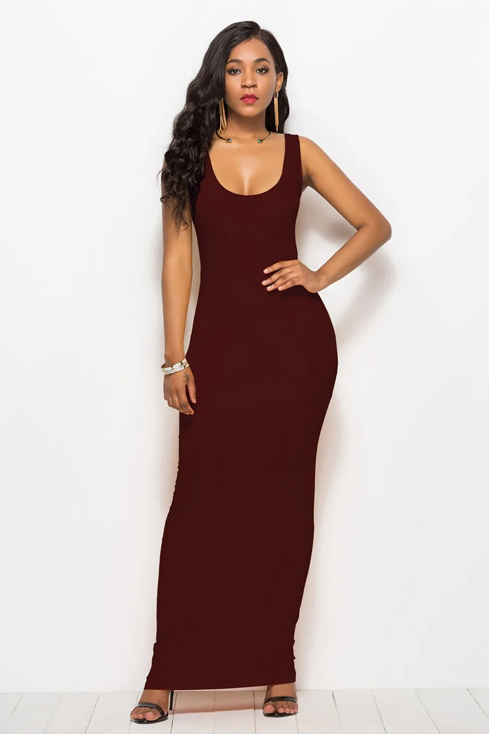 Vestido longo casual preto