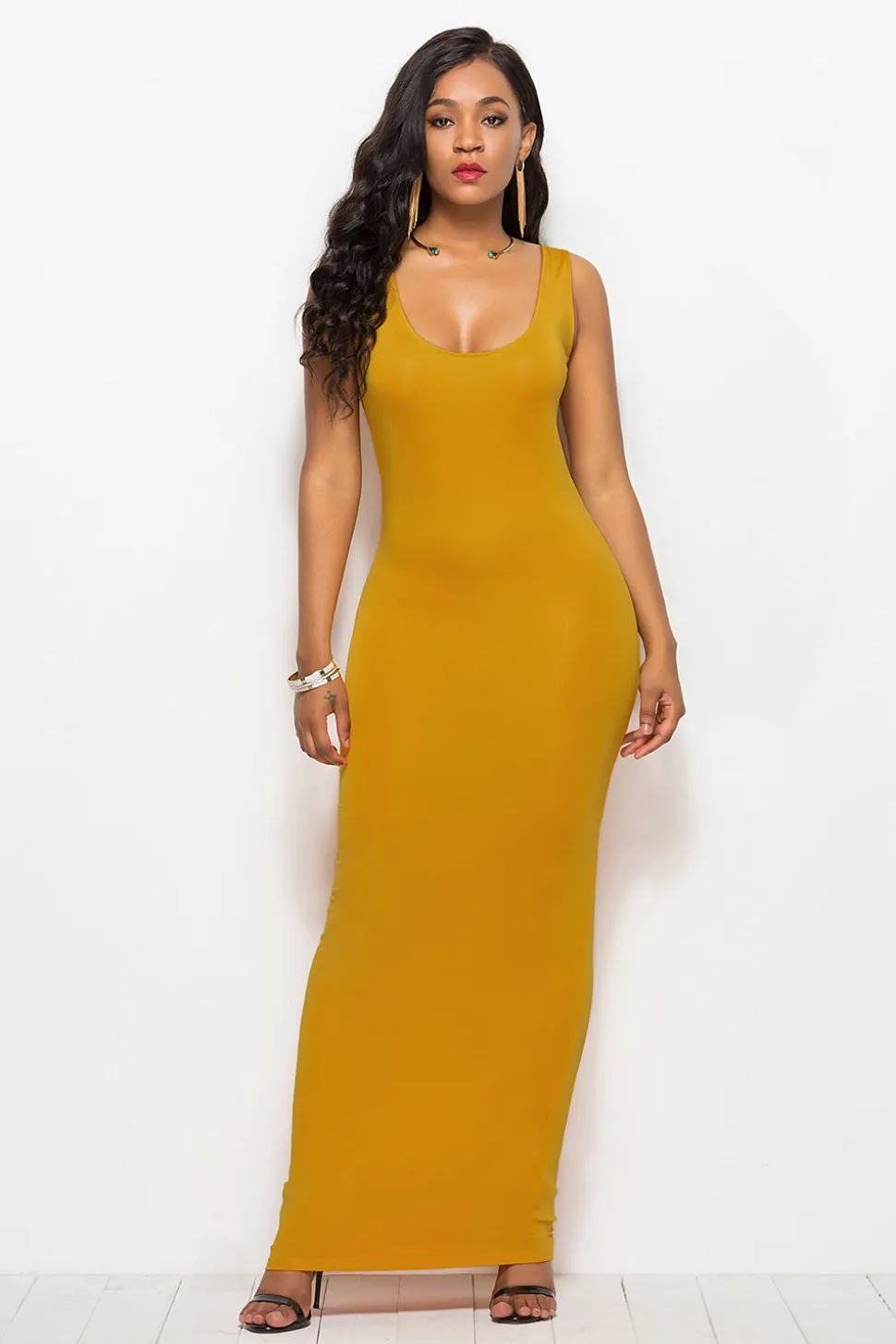 Vestido longo casual preto