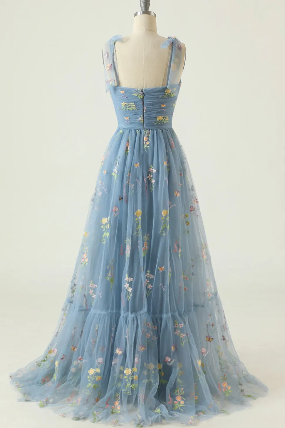 Vestido longo do baile de bordado de champanhe