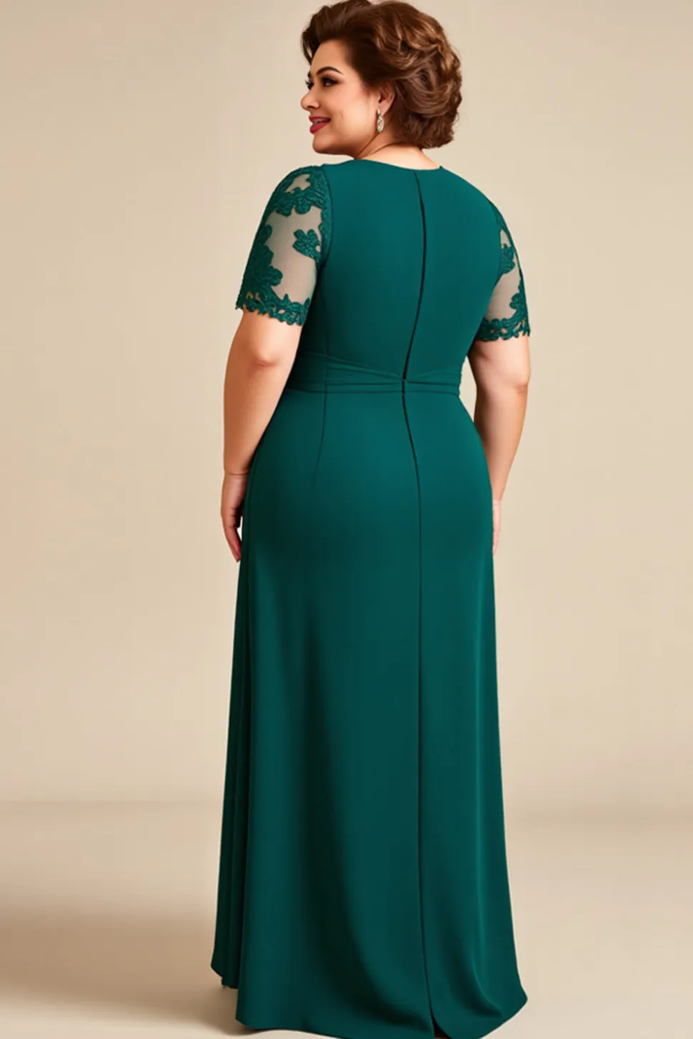 Vestido Mae Noiva Pinheiro Tamanhos Grandes Mangas Curtas