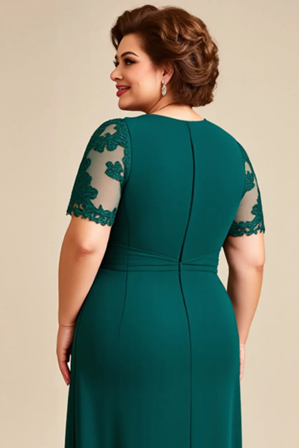 Vestido Mae Noiva Pinheiro Tamanhos Grandes Mangas Curtas