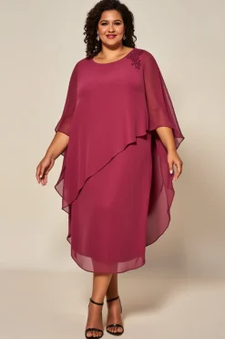Vestido Mae Noiva Rosa Deserto Chiffon Linha-A Tamanhos Grandes