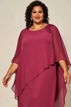 Vestido Mae Noiva Rosa Deserto Chiffon Linha-A Tamanhos Grandes