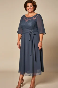 Vestido Mae Noiva Tamanhos Grandes Crepúsculo Chiffon Meias Mangas