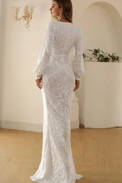 Vestido Maxi Boho de renda v branco