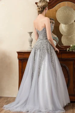 Vestido Mãe de Noiva Cinza A-Line