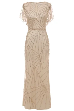 Vestido Mãe de Noiva Gola em V Khaki