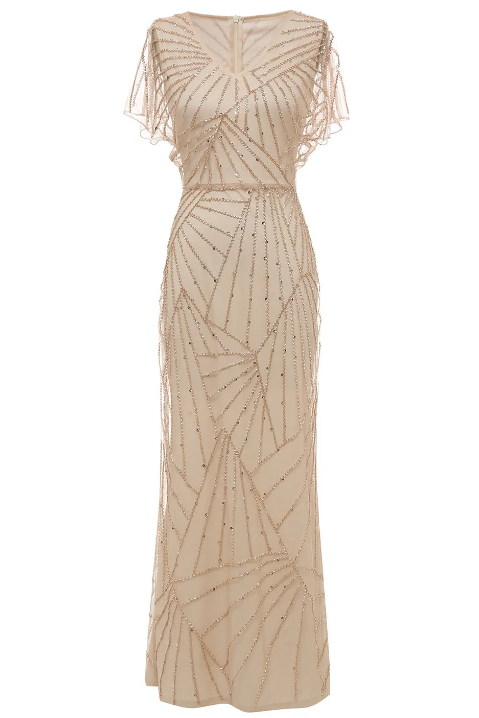 Vestido Mãe de Noiva Gola em V Khaki