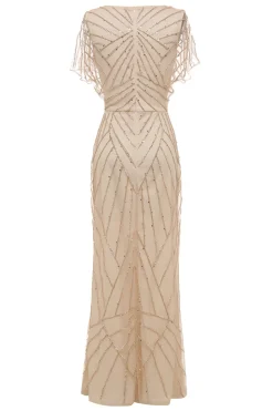 Vestido Mãe de Noiva Gola em V Khaki