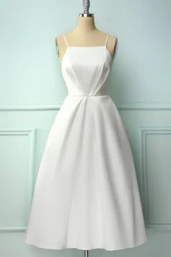 Vestido Midi com tiras de espaguete branco