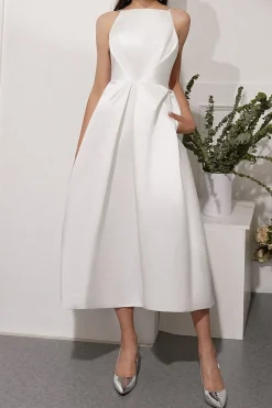 Vestido Midi com tiras de espaguete branco