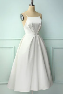 Vestido Midi com tiras de espaguete branco