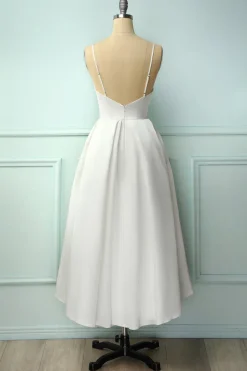 Vestido Midi com tiras de espaguete branco