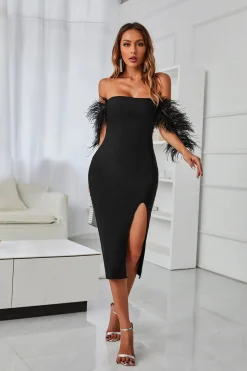 Vestido midi de cocktail preto