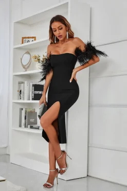 Vestido midi de cocktail preto