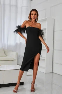 Vestido midi de cocktail preto