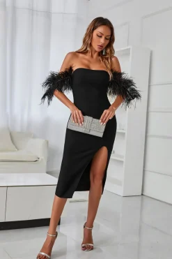 Vestido midi de cocktail preto