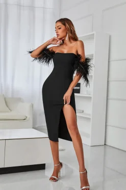 Vestido midi de cocktail preto