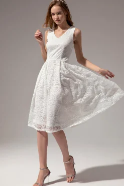 Vestido Midi de Renda Branca