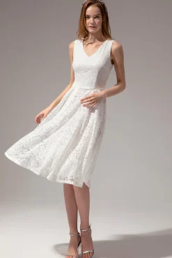 Vestido Midi de Renda Branca