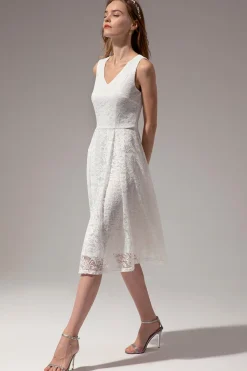 Vestido Midi de Renda Branca
