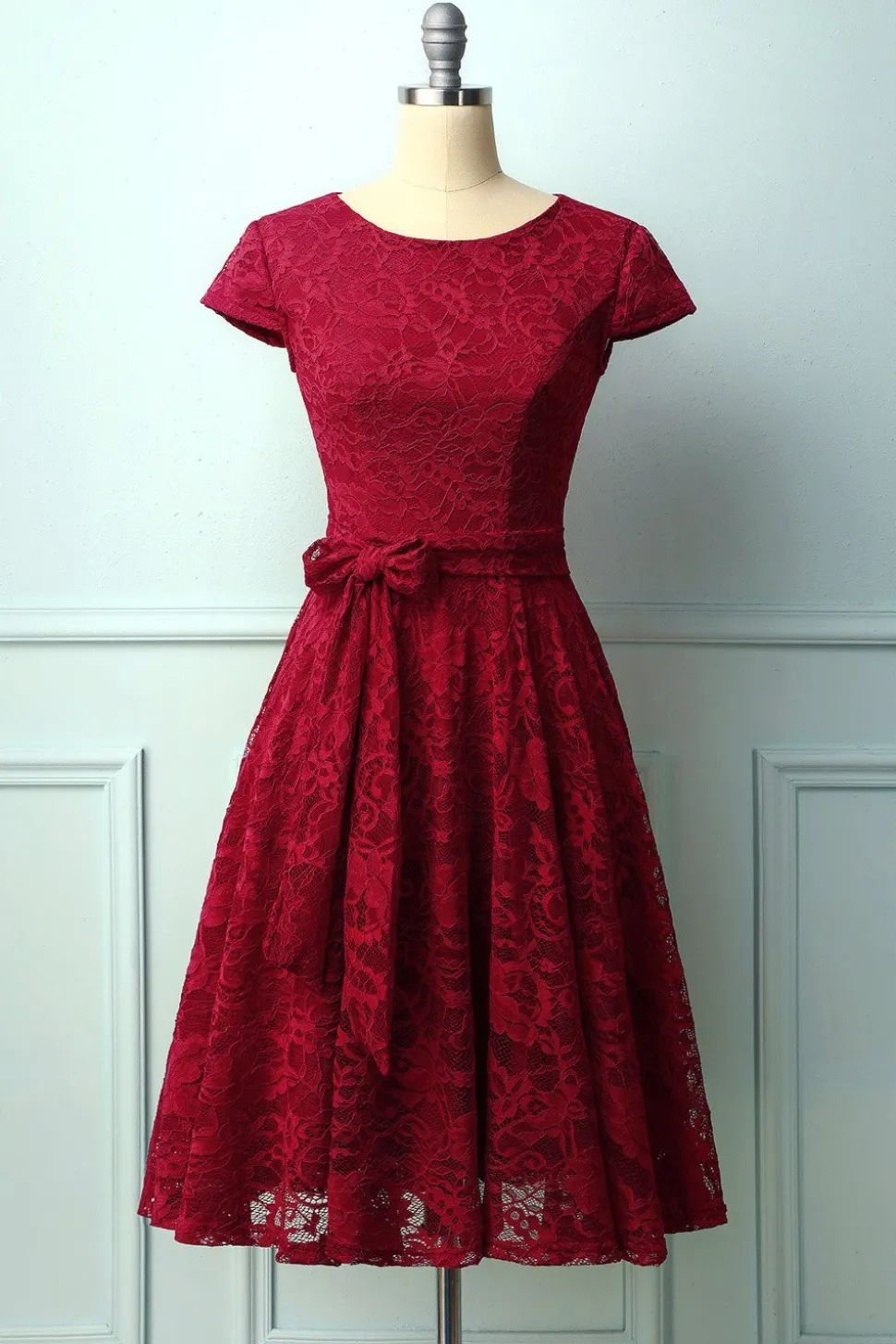 Vestido Midi de Renda Verde