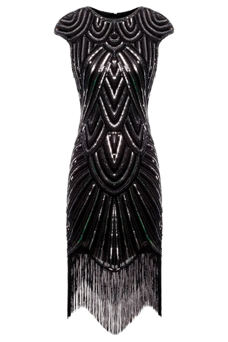 Vestido preto da franja do brilho de Gatsby dos anos 20