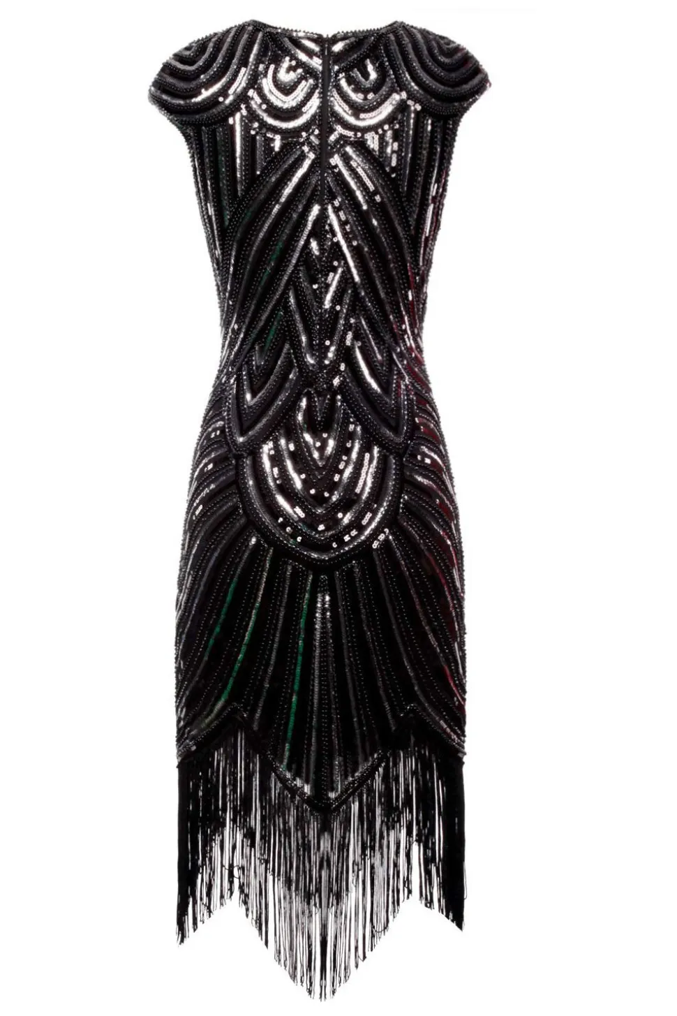 Vestido preto da franja do brilho de Gatsby dos anos 20