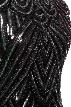 Vestido preto da franja do brilho de Gatsby dos anos 20