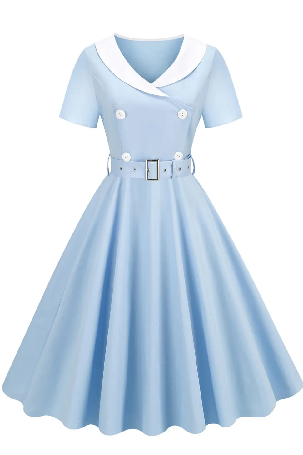 Vestido preto de balanço dos anos 50 com cinto