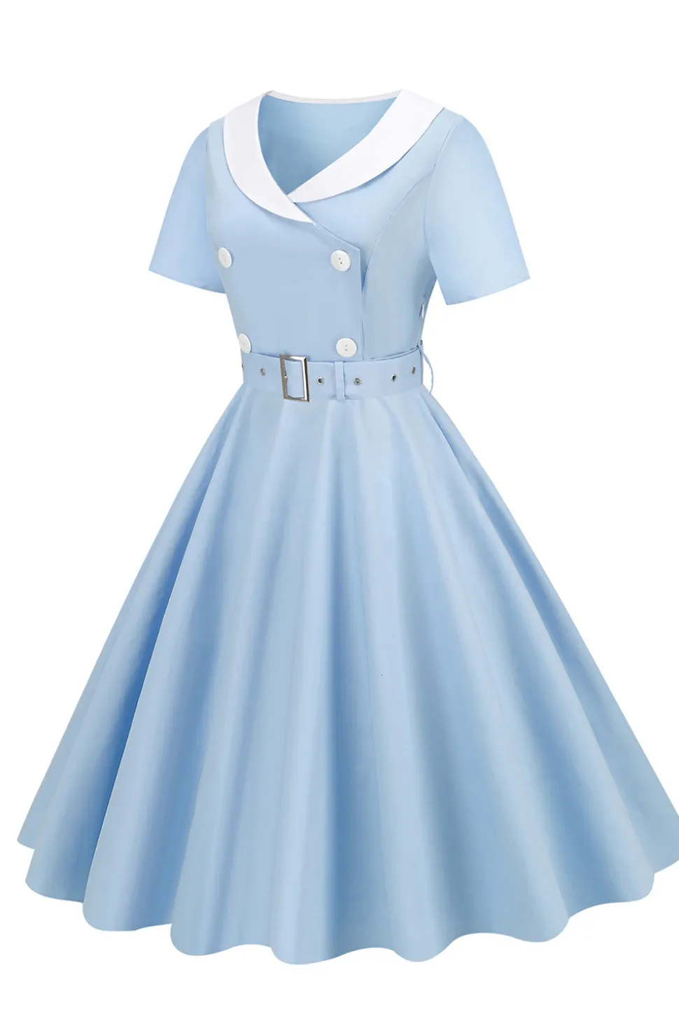 Vestido preto de balanço dos anos 50 com cinto