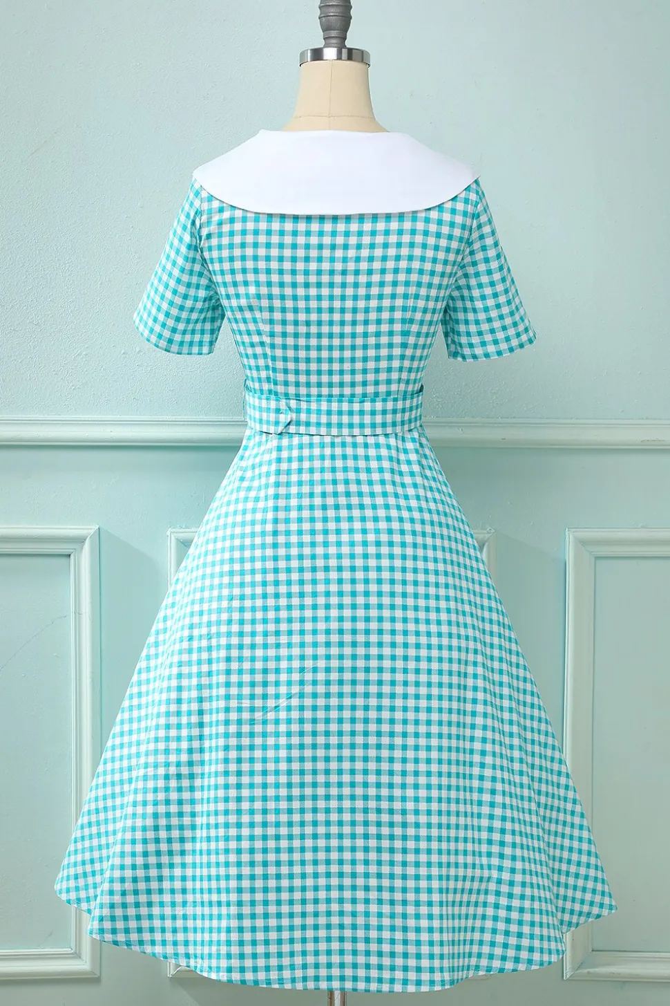 Vestido preto plaid Flare Vintage 1950s