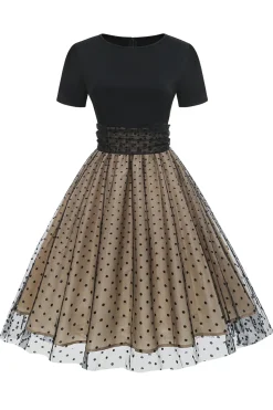 Vestido preto polka dots vintage 1950