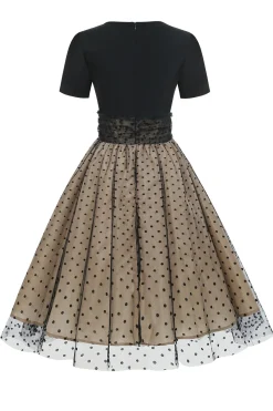 Vestido preto polka dots vintage 1950