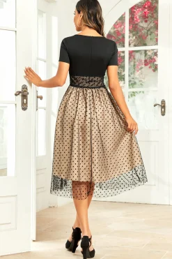 Vestido preto polka dots vintage 1950